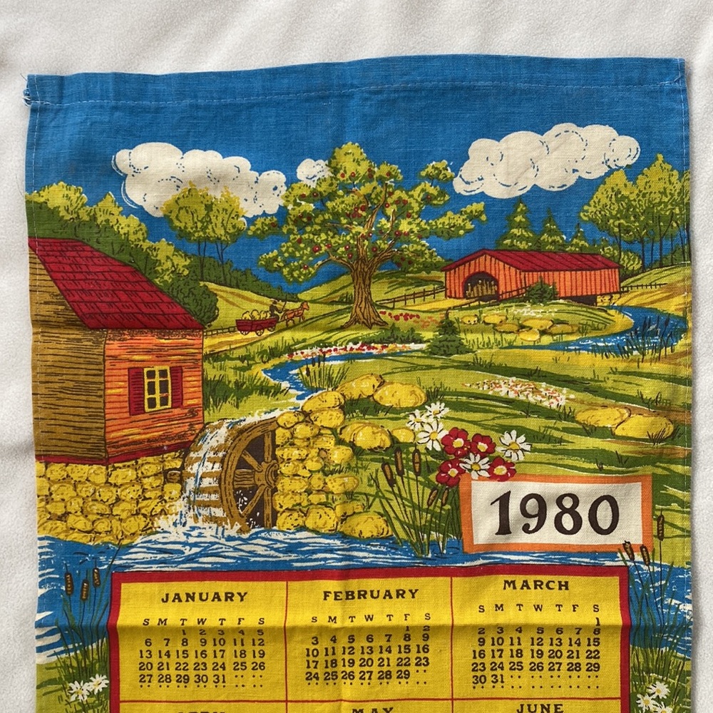 Kitchen Towel 1980 Calendar Linen Type Vintage - Picture 2 of 5